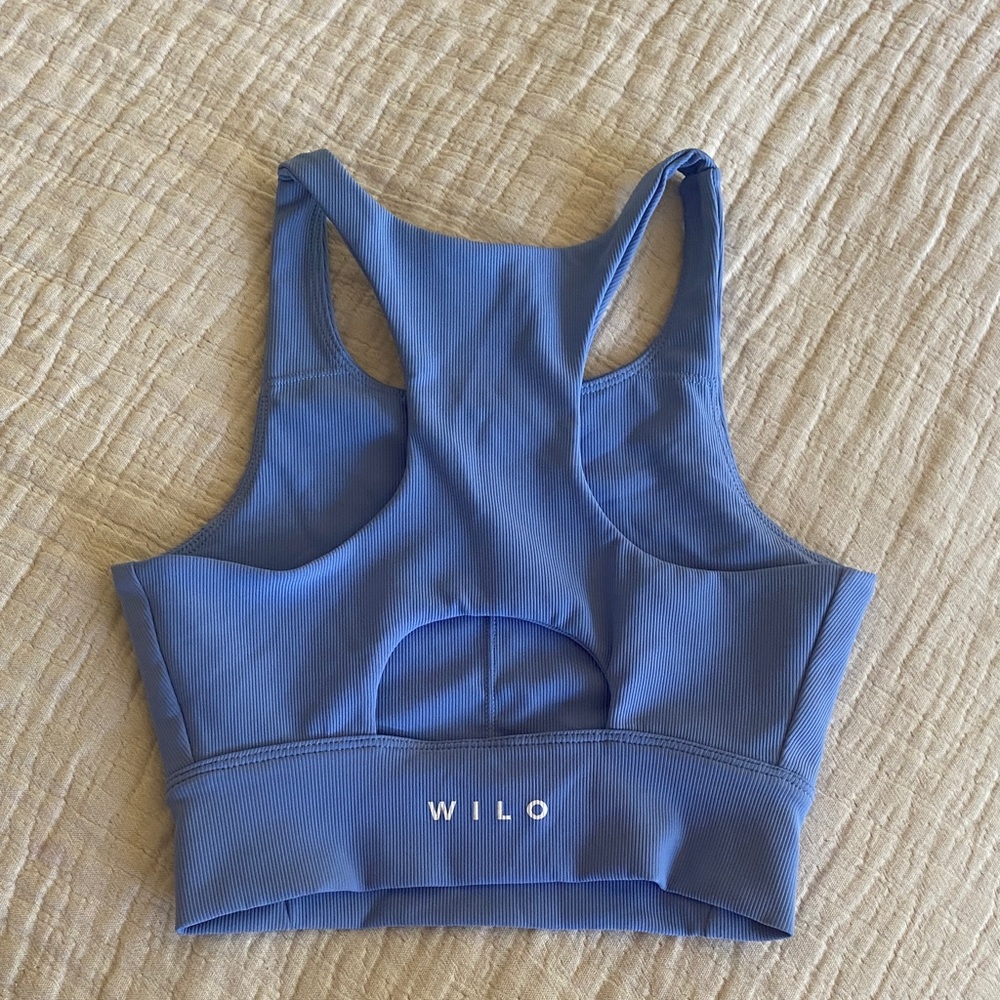 Base Ribbed (Sky Blue) Performance Sports Bra - Picture 3 of 9